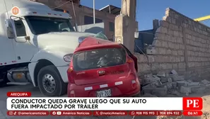 Arequipa: Tráiler choca con auto y deja herido a su conductor. Foto y video: América TV