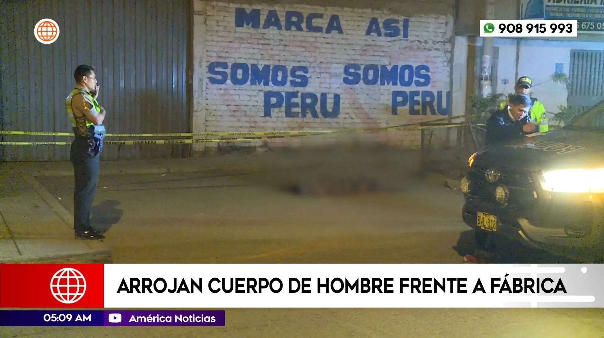 Arrojan cuerpo de hombre frente a fábrica en Pachacamac. Foto: América Noticias