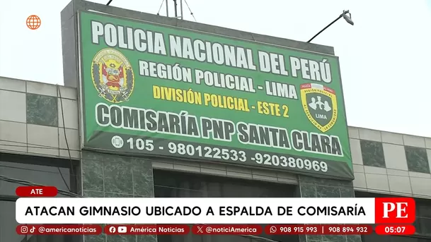 Atacan gimnasio ubicado a espalda de comisaría en Ate. Foto: América Noticias Atacan gimnasio ubicado a espalda de comisaría en Ate. Foto: América Noticias