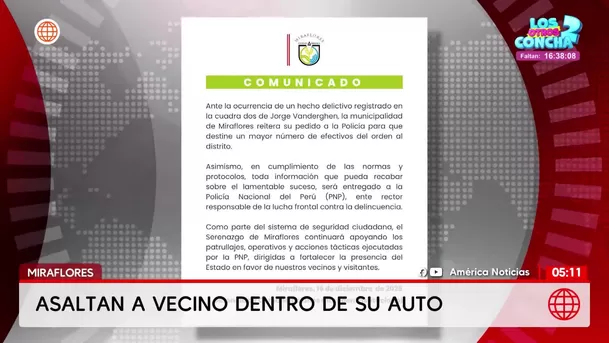 Asalto en Miraflores: Vecino escapa de delincuentes armados en la puerta de su casa. Foto: América Noticias Asalto en Miraflores: Vecino escapa de delincuentes armados en la puerta de su casa. Foto: América Noticias