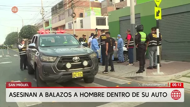 Asesinan a balazos a un hombre dentro de su auto en San Miguel. Foto: América Noticias Asesinan a balazos a un hombre dentro de su auto en San Miguel. Foto: América Noticias