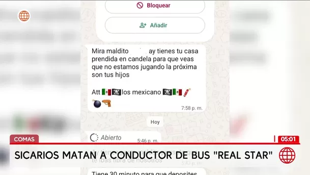 Asesinan a conductor de bus Real Star en Comas. Foto: América Noticias