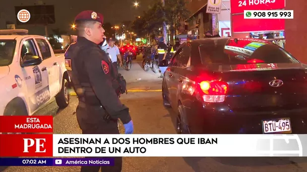 Asesinan a dos hombres que iban dentro de un auto en La Victoria. Foto: América Noticias