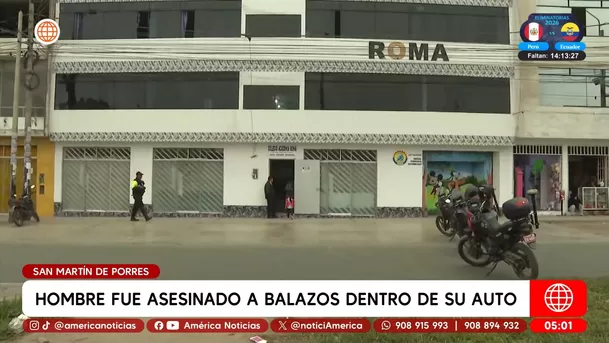 Hombre fue asesinado a balazos dentro de su auto en San Martín de Porres. Foto: América Noticias Hombre fue asesinado a balazos dentro de su auto en San Martín de Porres. Foto: América Noticias