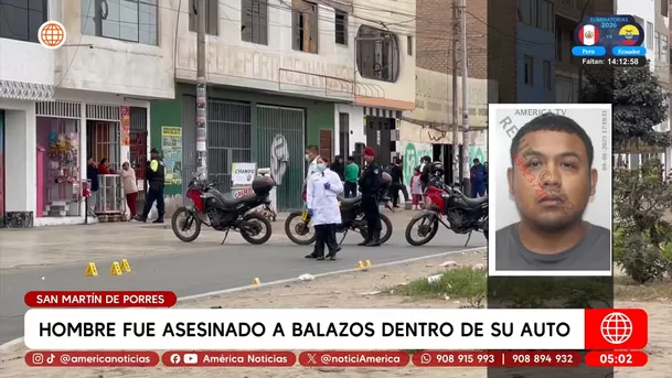 Hombre fue asesinado a balazos dentro de su auto en San Martín de Porres. Foto: América Noticias Hombre fue asesinado a balazos dentro de su auto en San Martín de Porres. Foto: América Noticias