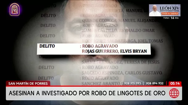 Asesinan a investigado por robo de lingotes de oro. Foto: América Noticias Asesinan a investigado por robo de lingotes de oro. Foto: América Noticias