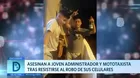 Asesinan a joven administrador y mototaxista tras resistirse al robo de sus celulares