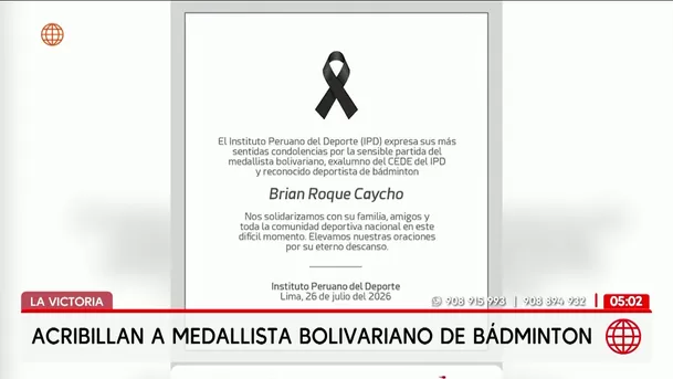 Asesinan a balazos a medallista bolivariano de Bádminton en La Victoria. Foto: América Noticias Asesinan a balazos a medallista bolivariano de Bádminton en La Victoria. Foto: América Noticias