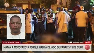 Asesinan a mototaxista por cobro de cupos en el Cercado de Lima