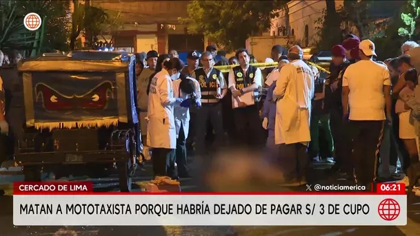 Asesinan a mototaxista por cobro de cupos en el Cercado de Lima. Foto: América Noticias
