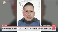 Asesinan a mototaxista en Ventanilla y dejan nota extorsiva