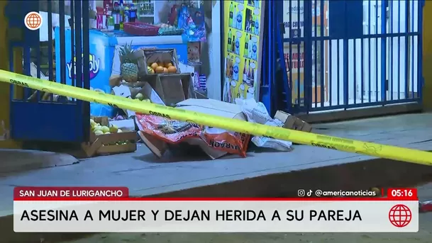 Asesinan a mujer y dejan herido a su pareja en San Juan de Lurigancho. Foto: América Noticias Asesinan a mujer y dejan herido a su pareja en San Juan de Lurigancho. Foto: América Noticias