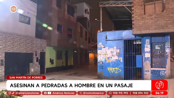 Asesinan a pedradas a un hombre en pasaje de San Martín de Porres. Foto: América Noticias