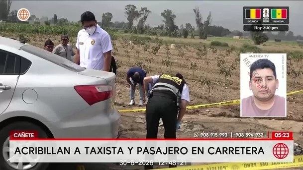 Asesinan a taxista y pasajero a balazos en Cañete. Foto: América Noticias Asesinan a taxista y pasajero a balazos en Cañete. Foto: América Noticias