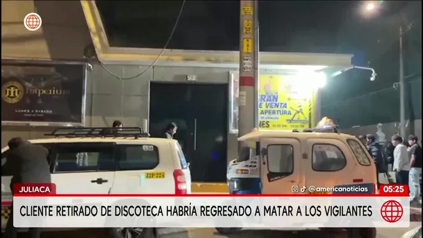 Asesinan a vigilante en puerta de discoteca en Juliaca. Foto: América Noticias Asesinan a vigilante en puerta de discoteca en Juliaca. Foto: América Noticias