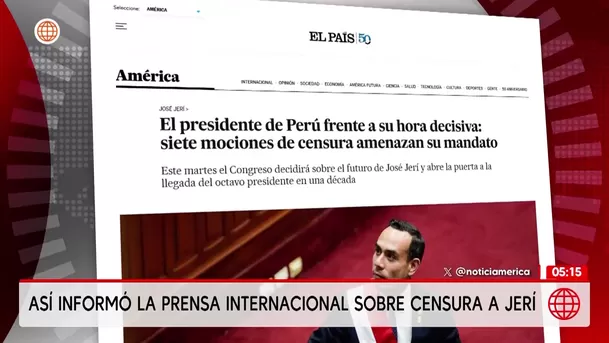 Así informó la prensa internacional sobre la censura a José Jerí. Foto: América Noticias