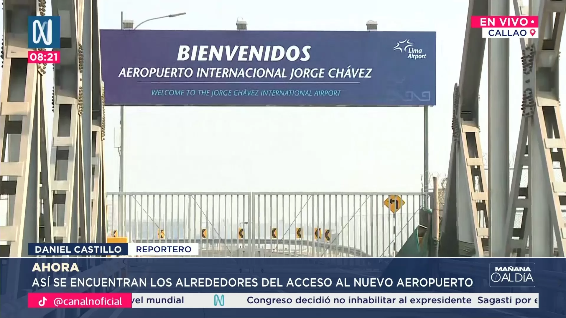 Así se encuentran los alrededores del acceso a nuevo aeropuerto Jorge Chávez. Foto: Canal N Así se encuentran los alrededores del acceso a nuevo aeropuerto Jorge Chávez. Foto: Canal N