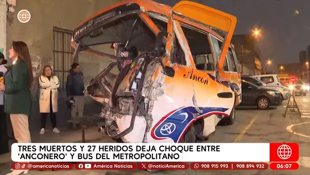 Así quedó el bus que chocó con unidad del Metropolitano. Foto: América Noticias