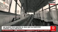 Así quedó por dentro el bus que se empotró contra valla metálica