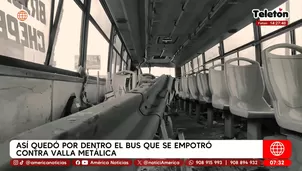 Así quedó por dentro el bus que se empotró contra valla metálica donde murieron dos pasajeros. Foto y video: América Noticias