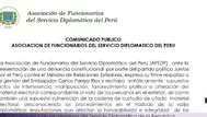Diplomáticos respaldan a canciller Carlos Pareja tras denuncia de Juntos por el Perú