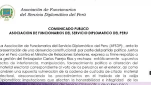 Asociación del Servicio Diplomático rechazó acusaciones sobre presunta manipulación del voto en el extranjero y defendió la labor de consulados y embajadas./ Video: Canal N