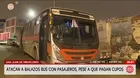 Atacan a balazos bus con pasajeros en San Juan de Miraflores