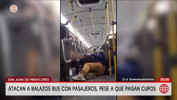Atacan a balazos bus con pasajeros de la empresa Nueva América en San Juan de Miraflores. Foto: América Noticias
