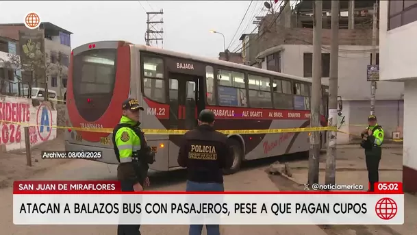 Atacan a balazos bus con pasajeros de la empresa Nueva América en San Juan de Miraflores. Foto: América Noticias
