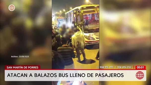 Atacan a balazos bus con pasajeros en San Martín de Porres. Foto: América Noticias
