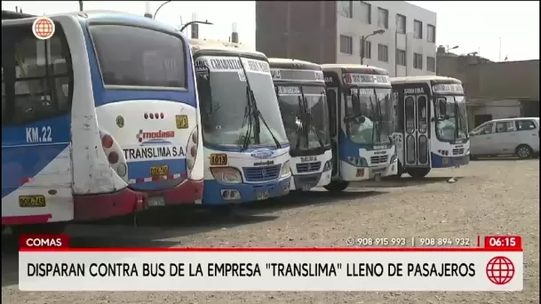 Delincuentes atacan a balazos bus de Translima en Comas/ América Noticias