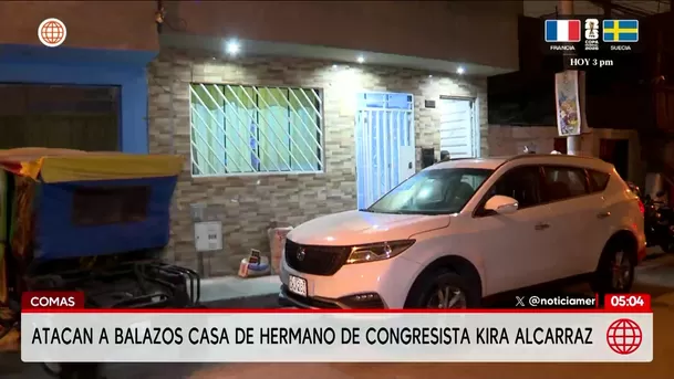 Atacan a balazos casa del hermano de congresista Kira Alcarraz. Foto: América Noticias Atacan a balazos casa del hermano de congresista Kira Alcarraz. Foto: América Noticias