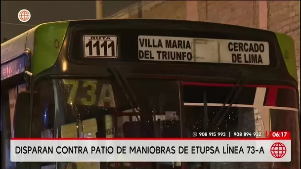 Extorsionadores disparan al menos 17 veces contra el patio de maniobras de la Línea 73 A/ América Noticias Extorsionadores disparan al menos 17 veces contra el patio de maniobras de la Línea 73 A/ América Noticias