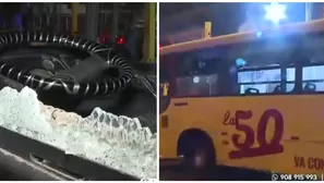 Atacan con explosivo bus de la empresa 'La 50' en SJL/ América Noticias