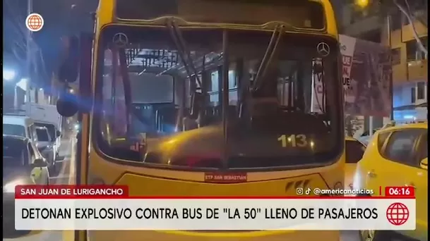 SJL: detonan explosivo contra bus de La 50 con pasajeros/ América Noticias