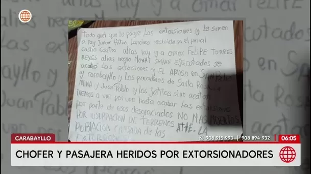 Dos heridos tras ataque extorsivo a miniván en Carabayllo/ América Noticias Dos heridos tras ataque extorsivo a miniván en Carabayllo/ América Noticias