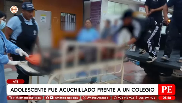 Adolescente fue acuchillado frente a un colegio en Ate. Foto: América Noticias