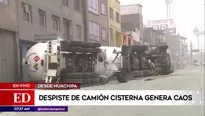 Camión cisterna volcado. América Noticias