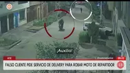 Ate: Delincuente roba moto a repartidor tras pedir falso delivery