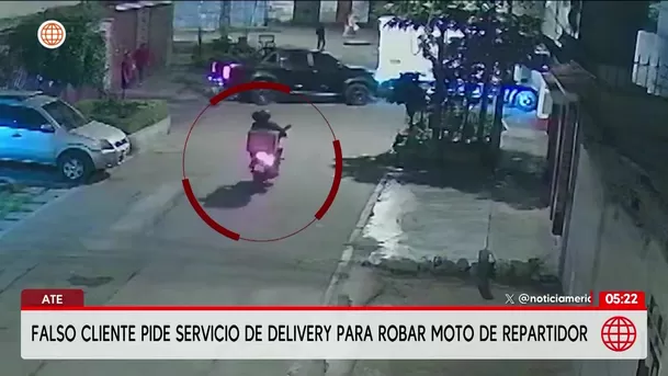 Ate: Delincuente roba moto a repartidor tras pedir falso delivery. Foto: América Noticias