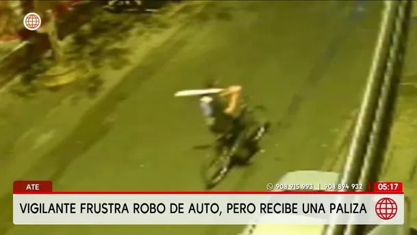 Ate: Delincuentes golpean a vigilante que frustró robo de auto. Foto: América Noticias Ate: Delincuentes golpean a vigilante que frustró robo de auto. Foto: América Noticias