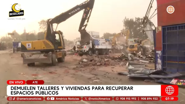 Demuelen talleres y viviendas para recuperar espacios públicos en Ate. Foto: América Noticias