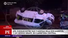 Ate: Dos muertos y un herido tras accidente de tránsito