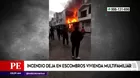 Ate: incendio deja en escombros vivienda multifamiliar