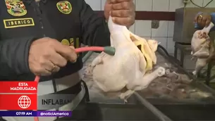 Los pollos eran inflados con agua contaminada. Foto: captura de TV