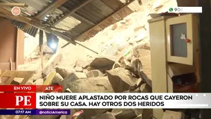 Niño murió aplastado por rocas que cayeron sobre su casa en Ate. Foto y video: América Noticias