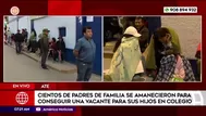 Ate: Padres forman largas filas para conseguir vacante en colegio