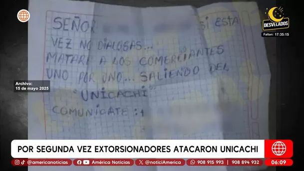 Por segunda vez extorsionadores atacaron Unicachi. Foto: América Noticias