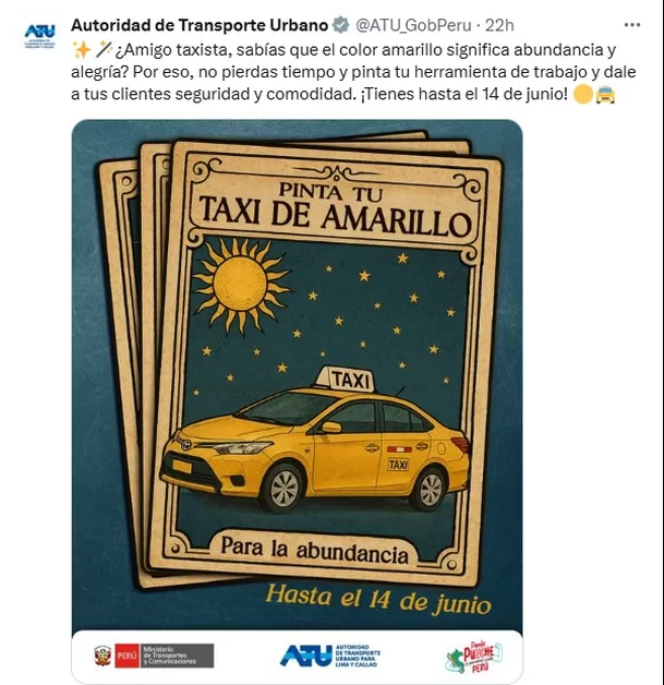 ATU dio plazo hasta el 14 de junio para pintar taxis de amarillo. Foto: ATU