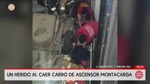 Vehículo cae por montacarga de hotel en Miraflores. Foto y video: AN